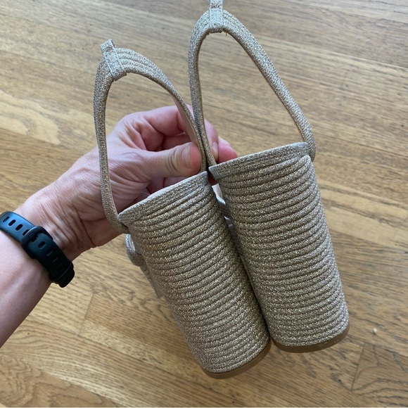 Steve Madden Laurel Gold Glitter Platform Ankle Strap High Heel Sandals size 10 - Picture 7 of 12